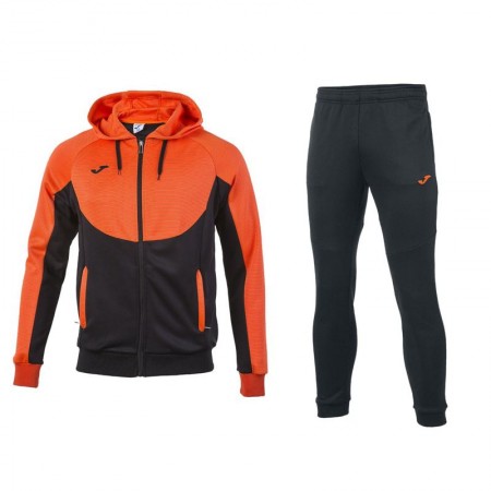 Trening Joma Essential cu gluga negru-portocaliu Trening Joma Essential cu gluga negru-portocaliu